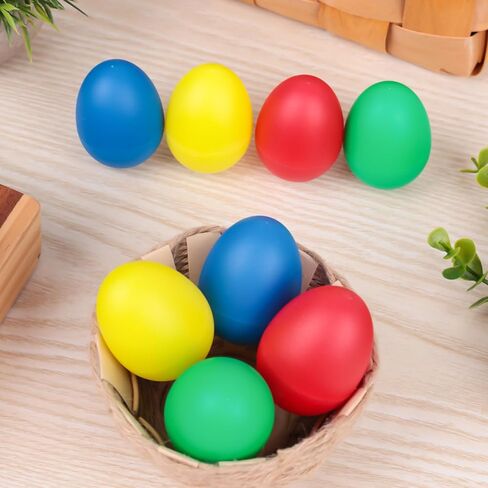 POPLAY 8PCS Plastic Egg Shakers Set, Percussion Instruments Musical Egg Maracas Easter Egg for Kids Toys Music Learning DIY Painting in Saudi Arabia