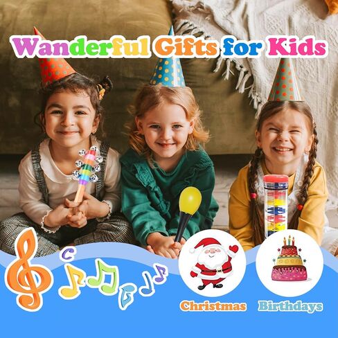 Toddler Music Instruments, Orff Wooden Percussion Toys for Kids, Wave Drum, Eight-Tone clapstick, Music Education Toys for Boys and Girls Gift Toy Set with Storage Bag (14Pcs) in Saudi Arabia