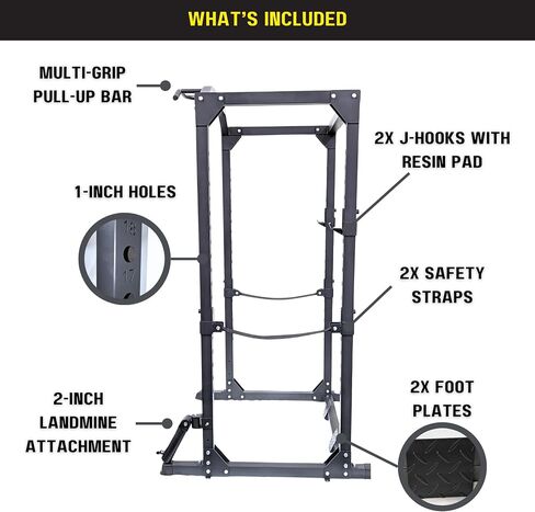HulkFit Pro Series متعددة الوظائف وقابلة للتعديل في صالة الألعاب الرياضية المنزلية، حامل كهربائي لقفص القرفصاء مع ملحقات وملحقات لضغط مقاعد البدلاء، والقرفصاء، والرفع الميت - متعدد الألوان in Saudi Arabia