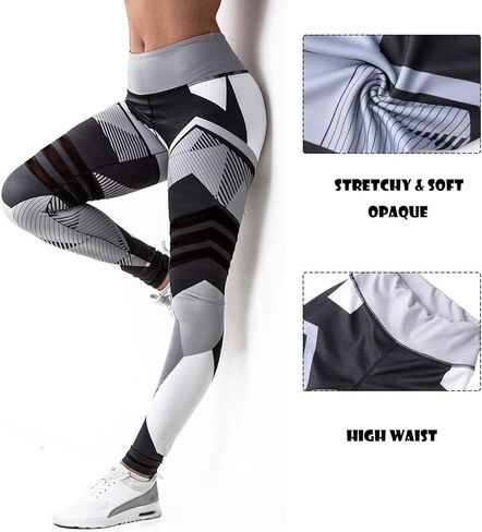 SEASUM النساء 3D المطبوعة طماق رياضة رياضة اليوغا كابري تجريب عالية الخصر تشغيل السراويل عارضة اللياقة البدنية الجوارب الجافة صالح in Kuwait