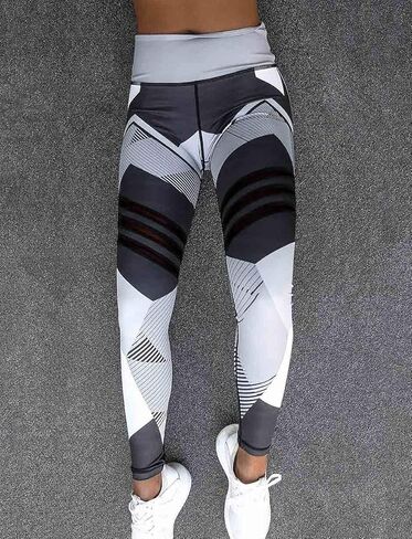 SEASUM النساء 3D المطبوعة طماق رياضة رياضة اليوغا كابري تجريب عالية الخصر تشغيل السراويل عارضة اللياقة البدنية الجوارب الجافة صالح in Kuwait