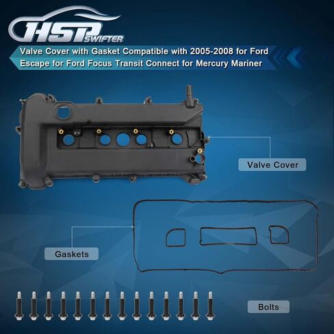 Aluminum Valve Cover with Gasket Compatible with 2005-2008 for Ford Escape for Ford Focus Transit Connect for Mercury Mariner OE 4S4Z6582CA 4S4Z6582C (Red) in Saudi Arabia