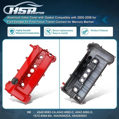 غطاء الصمام مع حشوات متوافق مع 2005-2007 Ford Focus 2.0L 2.3L 2005-2008 Mercury Mariner 2.3L OE# 4S4Z-6582-CA 4S4Z-6582-C 4S4Z-6582-D 1S7Z-6584-BA 4S4Z6582CA 4S4Z6582C in Saudi Arabia