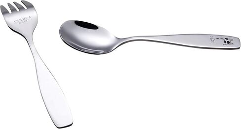 مجموعة أدوات المائدة الآمنة للأطفال من أنوفا، 6 قطع من الفولاذ المقاوم للصدأ - 3 × شوك للأطفال، 3 × ملعقة عشاء، أواني الأطفال الصغار، لصندوق الغداء (حيوانات السفاري الفيل المحفور، الزرافة، الأسد) in Kuwait