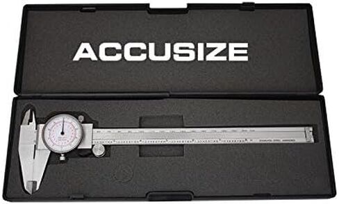 أدوات Accusize الصناعية 8 بوصة/200 مم × 0.001 بوصة/0.02 مم فرجار دقيق بإبرة مزدوجة من الفولاذ المقاوم للصدأ في علبة جاهزة، إمبراطوري/متري، P920-S238 in Kuwait