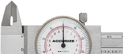 أدوات Accusize الصناعية 8 بوصة/200 مم × 0.001 بوصة/0.02 مم فرجار دقيق بإبرة مزدوجة من الفولاذ المقاوم للصدأ في علبة جاهزة، إمبراطوري/متري، P920-S238 in Kuwait