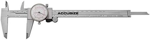 أدوات Accusize الصناعية 8 بوصة/200 مم × 0.001 بوصة/0.02 مم فرجار دقيق بإبرة مزدوجة من الفولاذ المقاوم للصدأ في علبة جاهزة، إمبراطوري/متري، P920-S238 in Kuwait