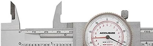 أدوات Accusize الصناعية 8 بوصة/200 مم × 0.001 بوصة/0.02 مم فرجار دقيق بإبرة مزدوجة من الفولاذ المقاوم للصدأ في علبة جاهزة، إمبراطوري/متري، P920-S238 in Kuwait