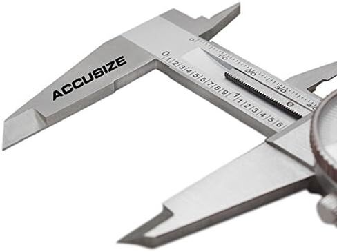 أدوات Accusize الصناعية 8 بوصة/200 مم × 0.001 بوصة/0.02 مم فرجار دقيق بإبرة مزدوجة من الفولاذ المقاوم للصدأ في علبة جاهزة، إمبراطوري/متري، P920-S238 in Kuwait