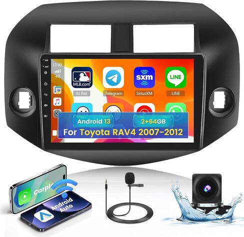 2+64 جيجا بايت Apple Carplay لاسلكي لراديو Android Toyota RAV4 2007-2012، شاشة Hikity 10.1 بوصة تعمل باللمس RAV4 ستيريو مع Android Auto، HiFi، نظام تحديد المواقع العالمي (GPS)، واي فاي، بلوتوث، SWC، ميكروفون، كاميرا احتياطية in Saudi Arabia