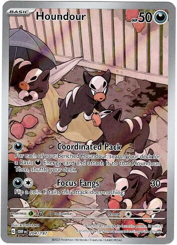 Pokemon - Houndour 204/197 - Obsidian Flames - Illustration Rare - Holo Foil Full Art in Saudi Arabia
