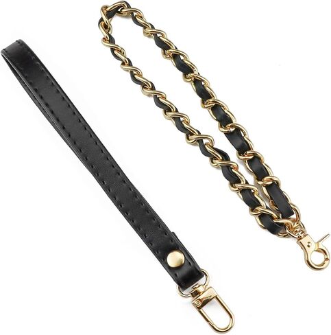 BEAULEGAN Purse Wrist Straps - Genuine Leather - Replacement for Clutch Pouch, Set of 2 PCS Black (Gold Buckle) in Kuwait