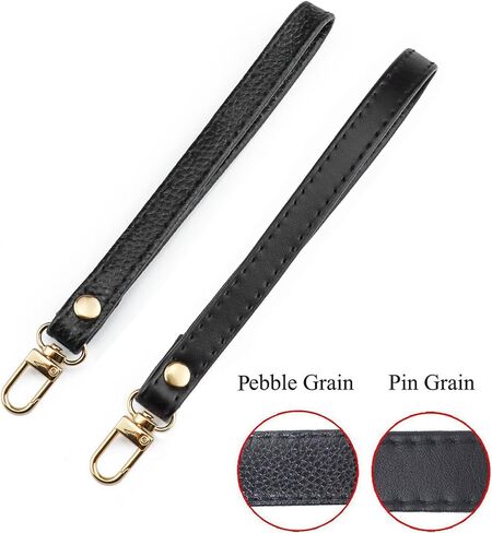 BEAULEGAN Purse Wrist Straps - Genuine Leather - Replacement for Clutch Pouch, Set of 2 PCS Black (Gold Buckle) in Kuwait
