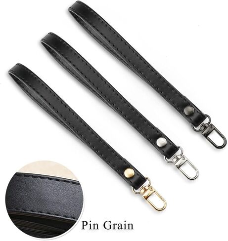 BEAULEGAN Purse Wrist Straps - Genuine Leather - Replacement for Clutch Pouch, Set of 2 PCS Black (Gold Buckle) in Kuwait