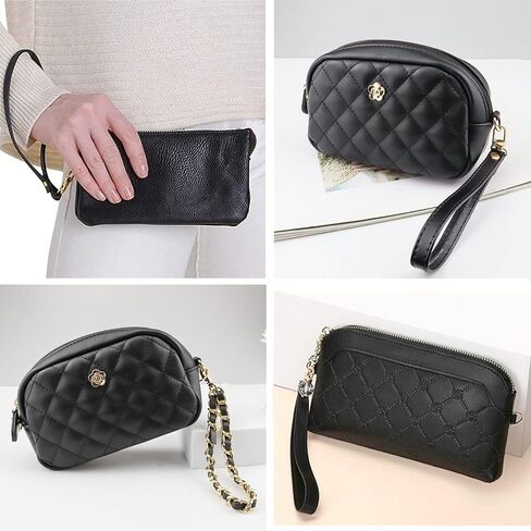 BEAULEGAN Purse Wrist Straps - Genuine Leather - Replacement for Clutch Pouch, Set of 2 PCS Black (Gold Buckle) in Kuwait