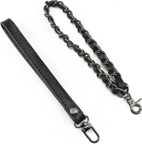 BEAULEGAN Purse Wrist Straps - Genuine Leather - Replacement for Clutch Pouch, Set of 2 PCS Black (Gold Buckle) in Kuwait