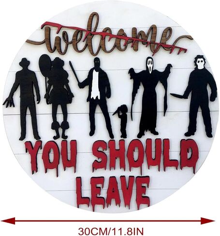 لافتة ترحيب رعب للباب الأمامي، لافتة ثلاثية الأبعاد "يجب عليك المغادرة" لديكور المنزل، لافتة ديكور جدار الهالوين والحانة والحمام/المرحاض/الجدار in Kuwait