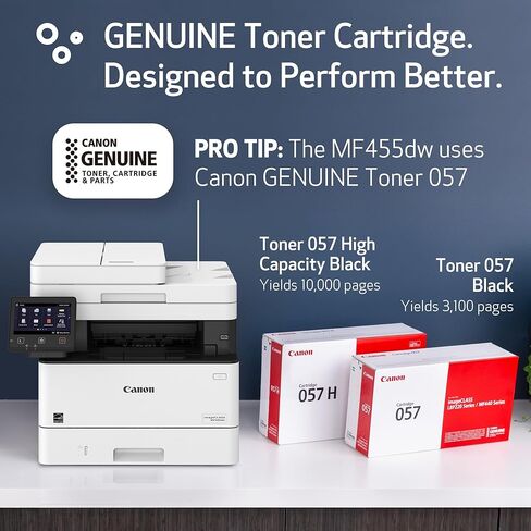 Canon imageCLASS MF455dw - All in One, Duplex, Wireless Laser Printer with 3 Year Warranty & Genuine Toner Cartridge 057 Black, High Capacity in Saudi Arabia