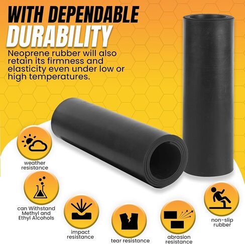 12 × 48 بوصة - 1/8 بوصة (.125) ورقة مطاطية من النيوبرين للحشوات والوسادات والحرف اليدوية والأشغال اليدوية وتجريد الطقس والأرضيات والمصدات in Kuwait