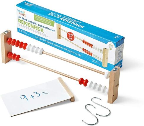 hand2mind-93440 20-Bead Giant Magentic Rekenrek Colored Abacus, for Kids, Wooden Counting Math Manipulatives, Learn Counting and Numbers (Set of 1) in Saudi Arabia