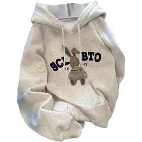SOLY HUX Women's Graphic Hoodie Cartoon Rabbit Print Drawstring Long Sleeve Hooded Sweatshirt Pullover Tops in Saudi Arabia