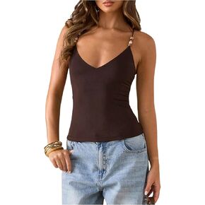SOLY HUX Women's Summer Cami Tops Slim Fit V Neck Spaghetti Strap Criss Cross Going Out Top Camisole in Saudi Arabia
