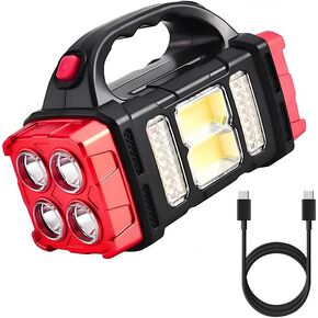 High Lumens Solar Flashlight - LED Work Light with USB-C Rechargeable, Waterproof, Multi-Function Flashlight & Lantern for Camping, Emergencies, and Outdoor in Kuwait