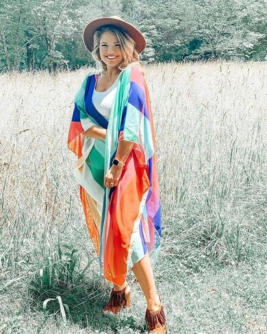 Women Summer Chiffon Floral Kimono Cardigan Long Swimwear Cover Ups in Saudi Arabia