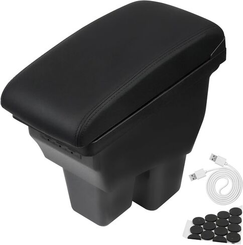 Consoles Armrest Compatible with Honda Fit Jazz 2014-2019 Center Console Box with USB Charge Armrest Box Accessories Black in Saudi Arabia