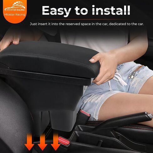 Consoles Armrest Compatible with Honda Fit Jazz 2014-2019 Center Console Box with USB Charge Armrest Box Accessories Black in Saudi Arabia