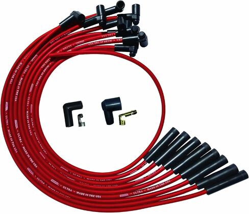 Moroso 52040 Ultra Series Red Spark Plug Wires, Big Block Chevy, Over Valve Cover Routing, Straight Plug Ends, HEI Distributor in Saudi Arabia