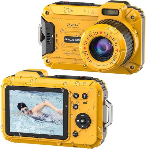 Underwater Camera 4K 48MP Waterproof Digital Camera with 32GB Card, Dual-Screen Selfie (Front & Rear), 10FT/3M Dive for Snorkeling, Surfing, Rafting, Swimming, Travel in Kuwait