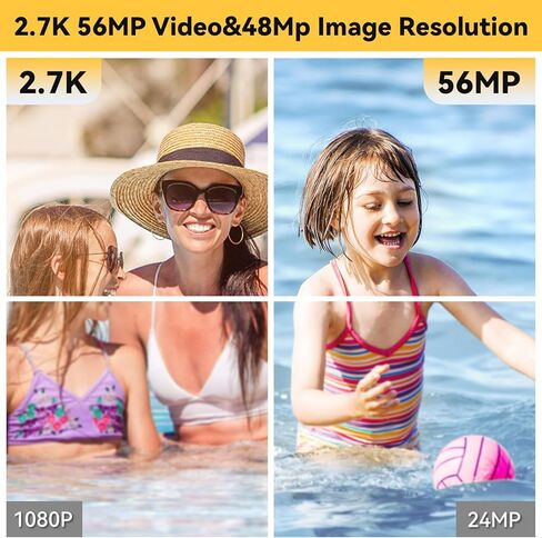 Underwater Camera 4K 48MP Waterproof Digital Camera with 32GB Card, Dual-Screen Selfie (Front & Rear), 10FT/3M Dive for Snorkeling, Surfing, Rafting, Swimming, Travel in Kuwait