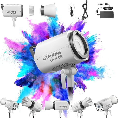Godox Litemons LA300R 330W RGB LED Monolight مع عاكس تثبيت Bowens، التحكم في التطبيق، 1800-10,000K CCT، 92,900 Lux، طاقة تيار متردد لإنتاج الفيديو ومدونات الفيديو in Saudi Arabia
