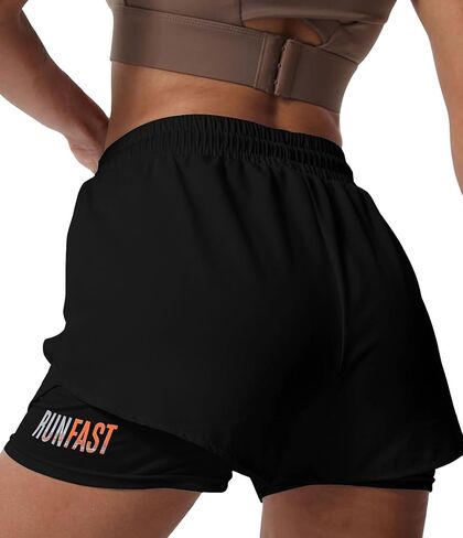 2 Pack 2 in 1 Sport Shorts for Women with Pockets High Waisted Running Hiking Exercise Gym Shorts with Liner in Saudi Arabia