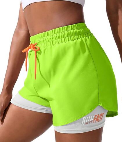 2 Pack 2 in 1 Sport Shorts for Women with Pockets High Waisted Running Hiking Exercise Gym Shorts with Liner in Saudi Arabia