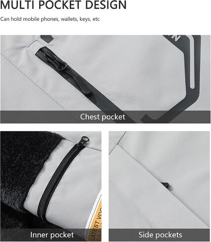 Men's Ski Jacket with Hooded Snowboarding Waterproof Fleece Lining Jacket Winter Coat Multi Pockets in Kuwait