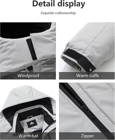 Men's Ski Jacket with Hooded Snowboarding Waterproof Fleece Lining Jacket Winter Coat Multi Pockets in Kuwait