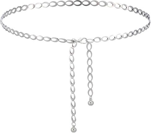 Silver Waist Chain for Women, Adjustable Waist Chain Belt Metal Hollow Body Chains for Women Dress Jeans Pants in Saudi Arabia