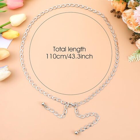 Silver Waist Chain for Women, Adjustable Waist Chain Belt Metal Hollow Body Chains for Women Dress Jeans Pants in Saudi Arabia