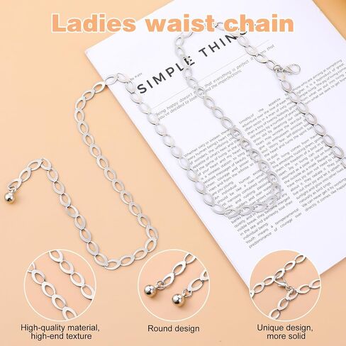 Silver Waist Chain for Women, Adjustable Waist Chain Belt Metal Hollow Body Chains for Women Dress Jeans Pants in Saudi Arabia