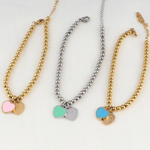 925 Sterling Silver Double Heart Necklace - Two Hearted Necklace With Chain - 14K Yellow Gold Double Hearts Pendant Necklace - Two Hearts in Saudi Arabia