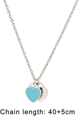 925 Sterling Silver Double Heart Necklace - Two Hearted Necklace With Chain - 14K Yellow Gold Double Hearts Pendant Necklace - Two Hearts in Saudi Arabia
