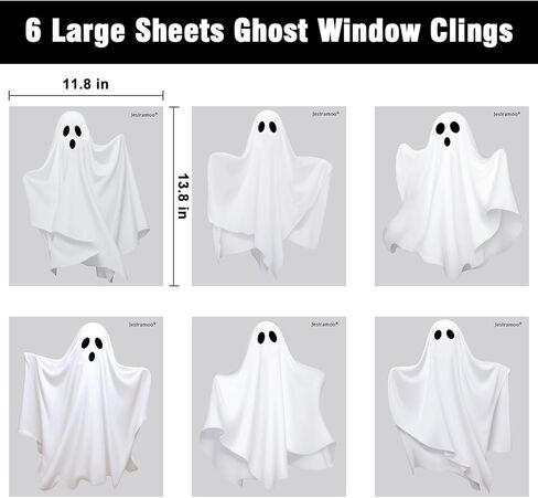 Fall Thanksgiving Decorations Indoor: 9 Sheets Large Farmhouse Pumpkin Fall Leaves Window Clings, Watercolor Rustic Boho Window Decor for Kids Home School Office Party, Double-Sided Printed in Kuwait