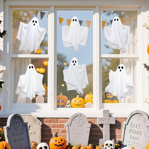 Fall Thanksgiving Decorations Indoor: 9 Sheets Large Farmhouse Pumpkin Fall Leaves Window Clings, Watercolor Rustic Boho Window Decor for Kids Home School Office Party, Double-Sided Printed in Kuwait