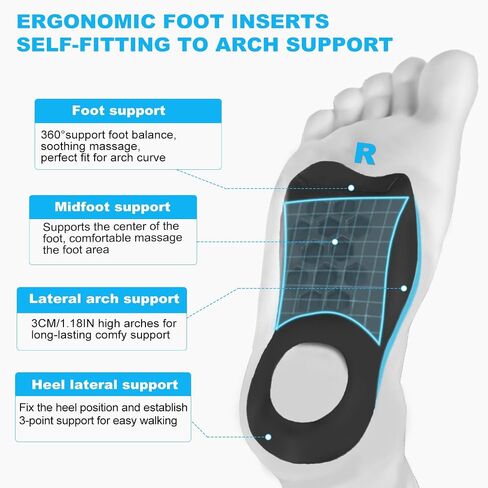 Plantar Fasciitis Relief Arch Support Inserts Flat Feet Orthotics 3/4 Length Thin Shoe Inserts Women Men for Foot Pain Relief, X/O Legs Correction Comfy Foot Care in Saudi Arabia
