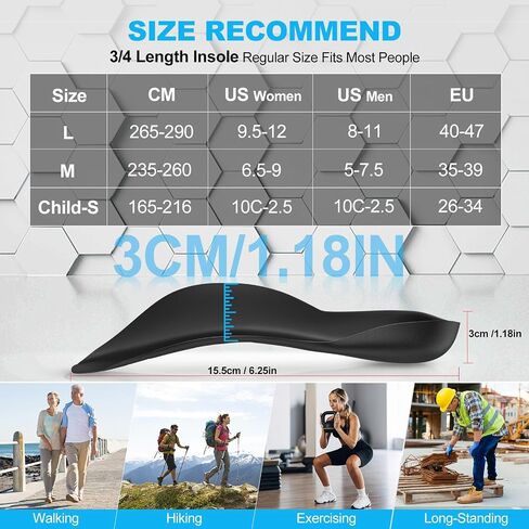 Plantar Fasciitis Relief Arch Support Inserts Flat Feet Orthotics 3/4 Length Thin Shoe Inserts Women Men for Foot Pain Relief, X/O Legs Correction Comfy Foot Care in Saudi Arabia