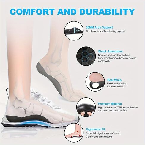 Plantar Fasciitis Relief Arch Support Inserts Flat Feet Orthotics 3/4 Length Thin Shoe Inserts Women Men for Foot Pain Relief, X/O Legs Correction Comfy Foot Care in Saudi Arabia
