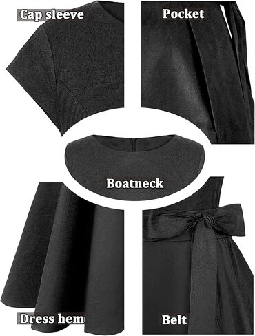 فساتين كوكتيل نسائية من tagunop عتيقة من الخمسينيات من القرن الماضي بياقة على شكل حرف V وأكمام قصيرة مع جيوب in Kuwait