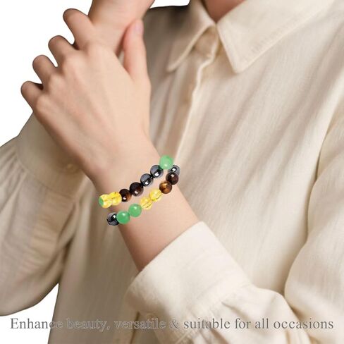 سوار الهيماتيت عين النمر من السترين للرجال والنساء، سوار مطرز لنجاح الثروة وجذب الأموال، مجموعة أساور حجر الحظ، هدية مجوهرات الطاقة الروحية in Kuwait